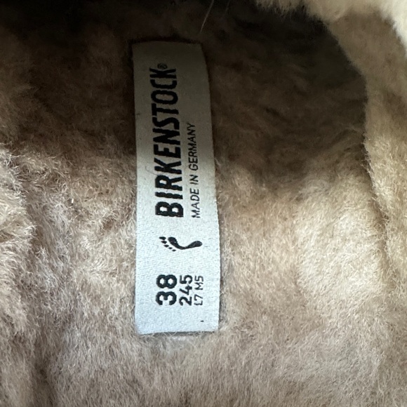 Birkenstock Boston Taupe Suede Shearling Lined Mule Clog 38 - Picture 4 of 11